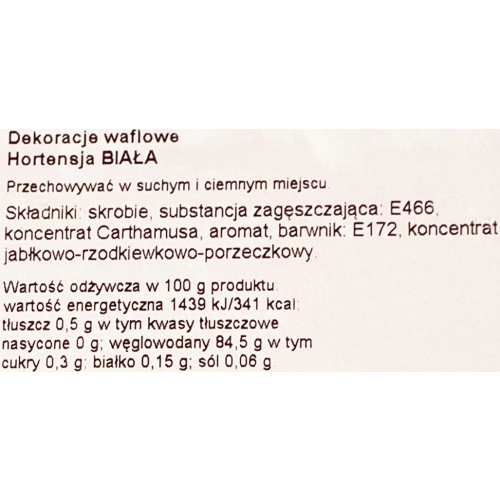 Kwiaty waflowe ozdoby na tort kwiat hortensja biała dekoracje komunijne wesele urodziny 18 sztuk